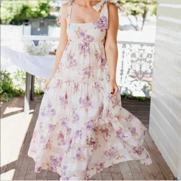 NWOT Zimmermann Rosa Stripped Picnic Dress Maxi Floral Ruffles Size 2 - Picture 10 of 10